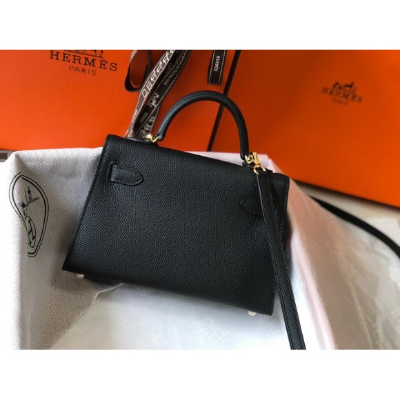 H**mes kelly mini ii sellier bag in black epsom leather