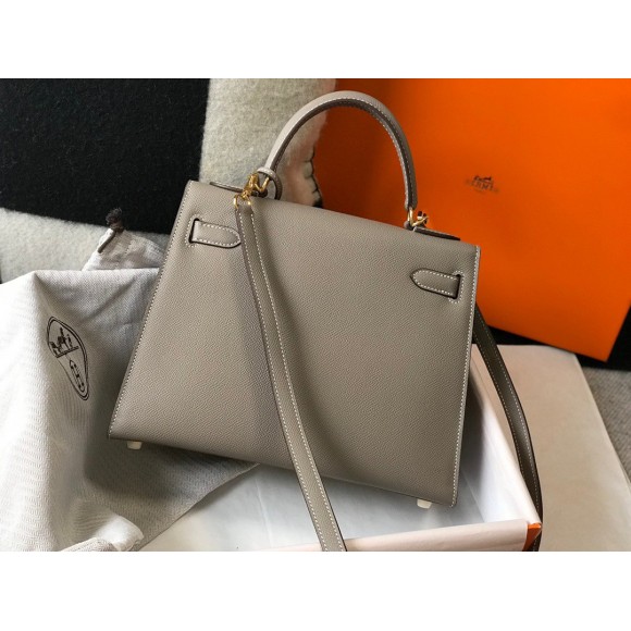 H**mes kelly 28cm sellier bag in gris asphalt epsom calfskin ghw