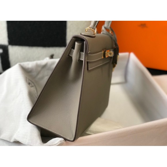 H**mes kelly 28cm sellier bag in gris asphalt epsom calfskin ghw