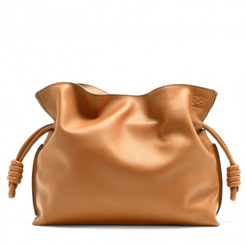 Loewe Flamenco Clutch Bag In Brown Calfskin