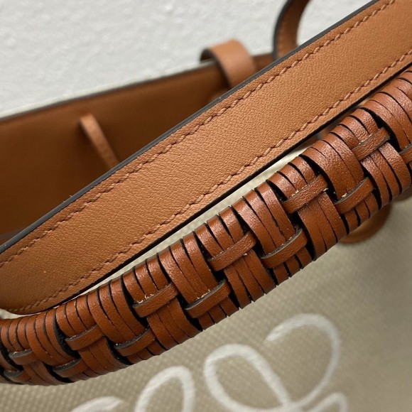 Loewe Anagram Small Tote In Jacquard and Calfskin Loewe Anagram Small Tote In Jacquard and Calfskin