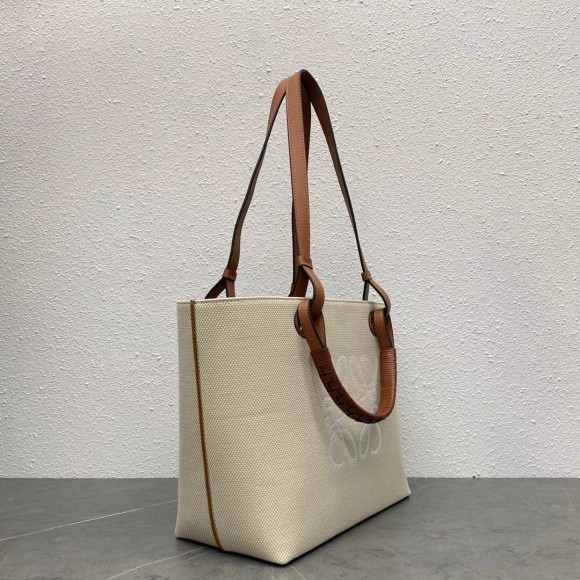 Loewe Anagram Small Tote In Jacquard and Calfskin Loewe Anagram Small Tote In Jacquard and Calfskin