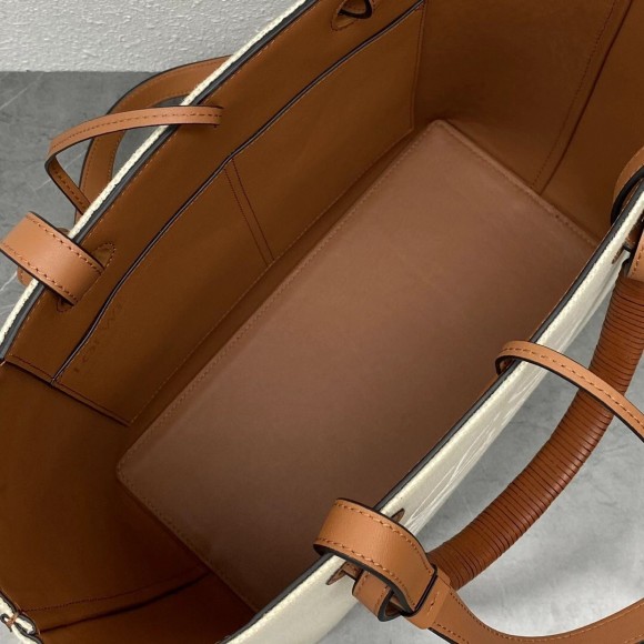 Loewe Anagram Small Tote In Jacquard and Calfskin Loewe Anagram Small Tote In Jacquard and Calfskin