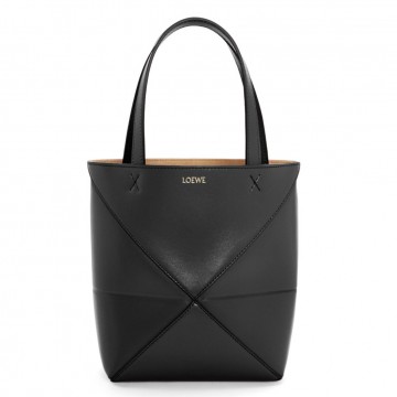 Loewe Mini Puzzle Fold Tote Bag in Black Calfskin Loewe Mini Puzzle Fold Tote Bag in Black Calfskin