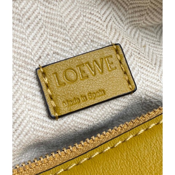 Loewe Puzzle Mini Bag In Ochre/White/Taupe Calfskin Loewe Puzzle Mini Bag In Ochre/White/Taupe Calfskin