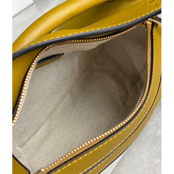 Loewe Puzzle Mini Bag In Ochre/White/Taupe Calfskin Loewe Puzzle Mini Bag In Ochre/White/Taupe Calfskin