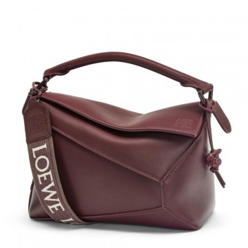 Loewe Puzzle Small Bag In Burgundy Satin Calfskin Loewe Puzzle Small Bag In Burgundy Satin Calfskin