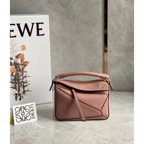 Loewe Puzzle Mini Bag In Dark Blush Grained Calfskin Loewe Puzzle Mini Bag In Dark Blush Grained Calfskin