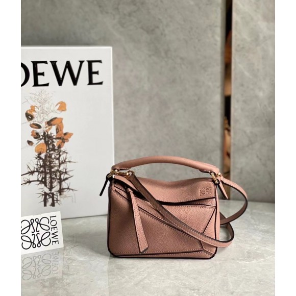 Loewe Puzzle Mini Bag In Dark Blush Grained Calfskin Loewe Puzzle Mini Bag In Dark Blush Grained Calfskin