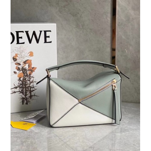 Loewe Puzzle Small Bag In Multicolour Grey Calfskin