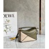 Loewe Puzzle Mini Bag In Green/Oat Calfskin