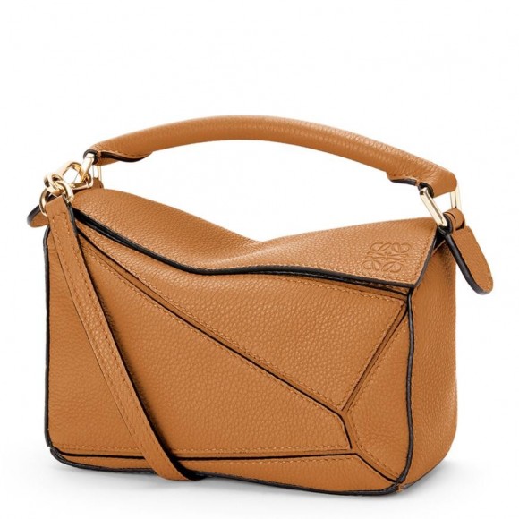 Loewe Puzzle Mini Bag In Brown Grained Calfskin Loewe Puzzle Mini Bag In Brown Grained Calfskin