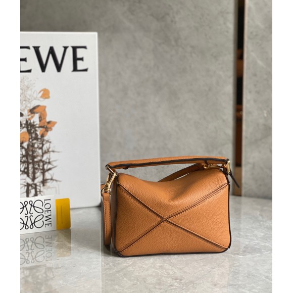 Loewe Puzzle Mini Bag In Brown Grained Calfskin Loewe Puzzle Mini Bag In Brown Grained Calfskin