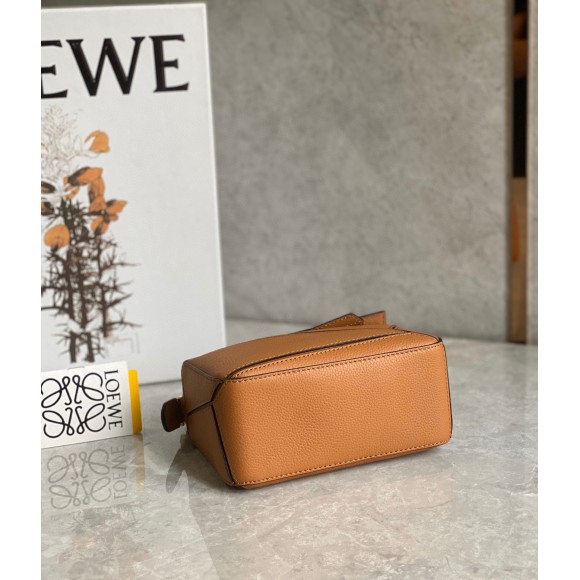 Loewe Puzzle Mini Bag In Brown Grained Calfskin Loewe Puzzle Mini Bag In Brown Grained Calfskin