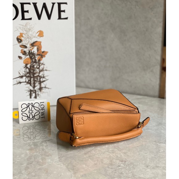 Loewe Puzzle Mini Bag In Brown Grained Calfskin Loewe Puzzle Mini Bag In Brown Grained Calfskin