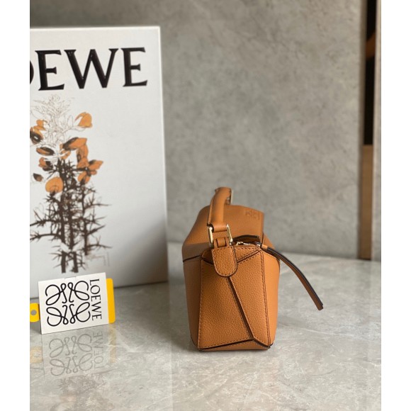 Loewe Puzzle Mini Bag In Brown Grained Calfskin Loewe Puzzle Mini Bag In Brown Grained Calfskin