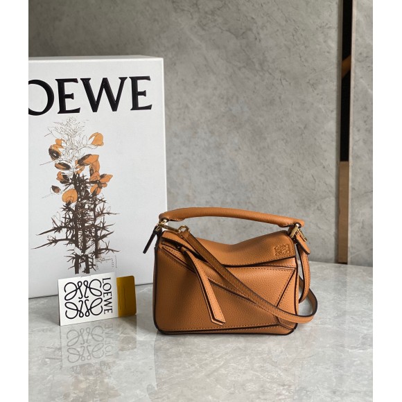 Loewe Puzzle Mini Bag In Brown Grained Calfskin Loewe Puzzle Mini Bag In Brown Grained Calfskin