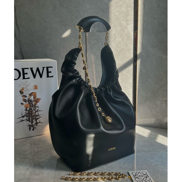 Loewe Medium Squeeze Bag in Black Nappa Lambskin Loewe Medium Squeeze Bag in Black Nappa Lambskin