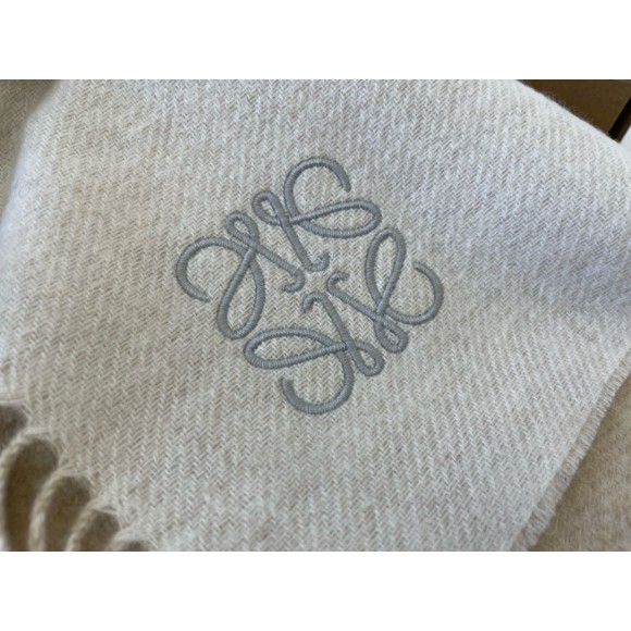 Loewe Double Face Scarf in Ivory/Sand Wool and Cashmere