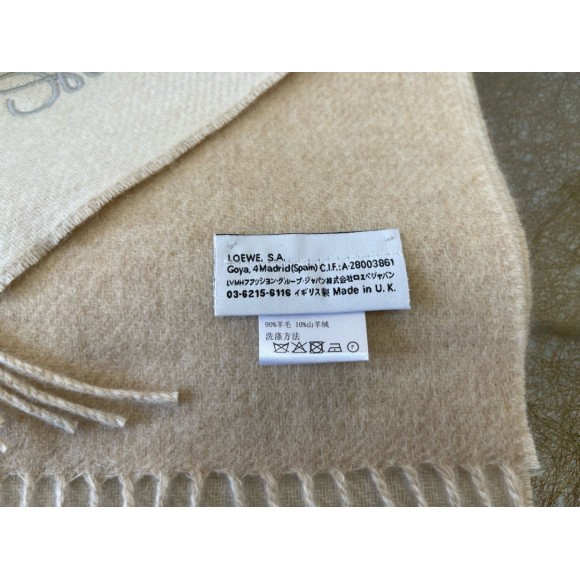 Loewe Double Face Scarf in Ivory/Sand Wool and Cashmere