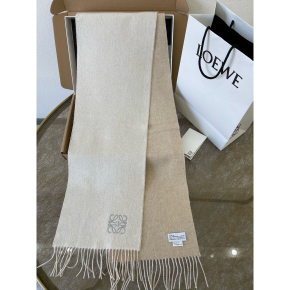 Loewe Double Face Scarf in Ivory/Sand Wool and Cashmere