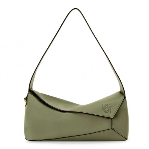 Loewe Puzzle Hobo Bag In Green Nappa Calfskin