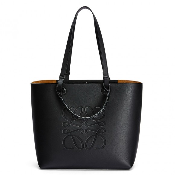 Loewe Anagram Medium Tote Bag In Black Calfskin Loewe Anagram Medium Tote Bag In Black Calfskin