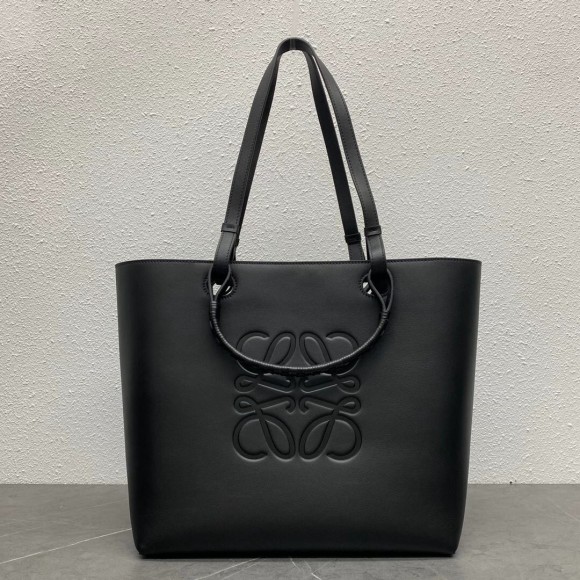 Loewe Anagram Medium Tote Bag In Black Calfskin Loewe Anagram Medium Tote Bag In Black Calfskin
