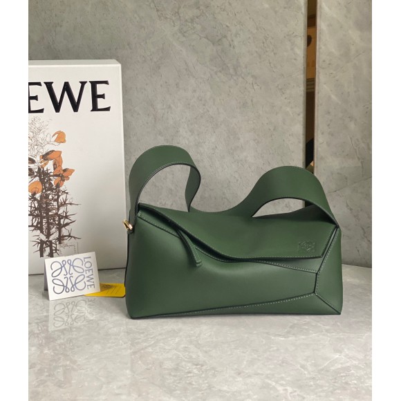 Loewe Puzzle Hobo Bag In Vintage Khaki Nappa Calfskin Loewe Puzzle Hobo Bag In Vintage Khaki Nappa Calfskin