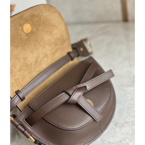 Loewe Mini Gate Dual Bag In Chocolate Calfskin