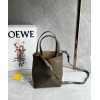 Loewe Mini Puzzle Fold Tote Bag in Dark Green Calfskin