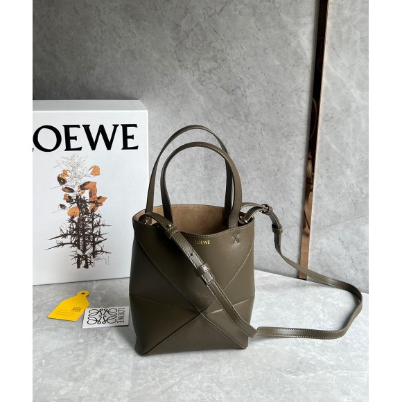 Loewe Mini Puzzle Fold Tote Bag in Dark Green Calfskin Loewe Mini Puzzle Fold Tote Bag in Dark Green Calfskin