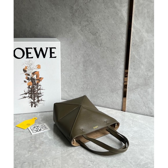 Loewe Mini Puzzle Fold Tote Bag in Dark Green Calfskin Loewe Mini Puzzle Fold Tote Bag in Dark Green Calfskin