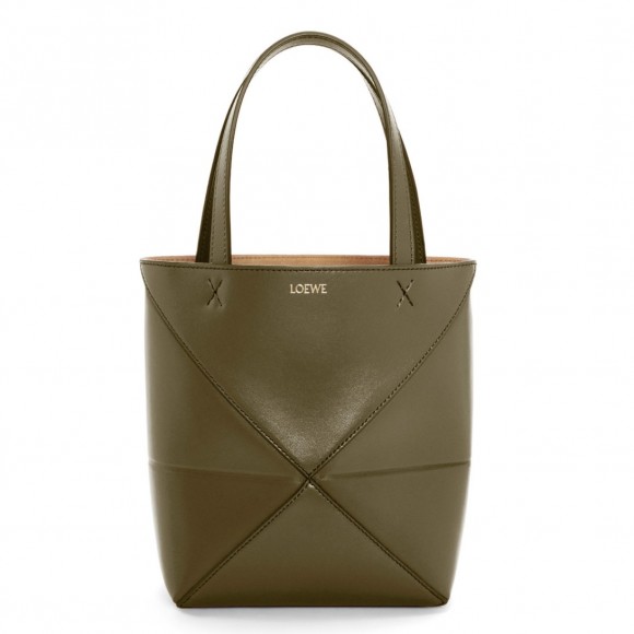 Loewe Mini Puzzle Fold Tote Bag in Dark Green Calfskin Loewe Mini Puzzle Fold Tote Bag in Dark Green Calfskin