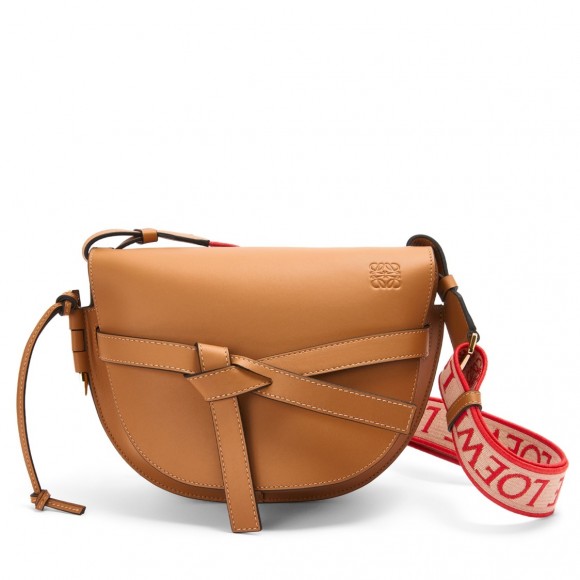 Loewe Gate Small Bag In Brown Calfskin and Jacquard Loewe Gate Small Bag In Brown Calfskin and Jacquard
