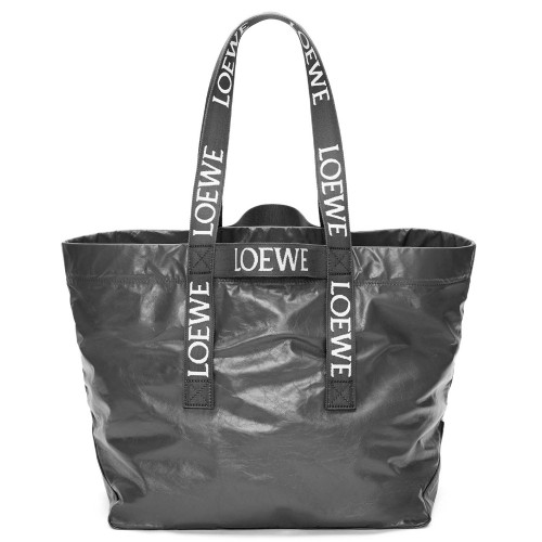 Loewe Fold Shopper Bag in Black Paper Calfskin