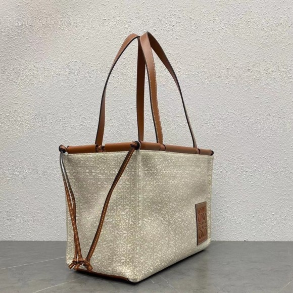 Loewe Cushion Medium Tote In Beige Anagram Jacquard Loewe Cushion Medium Tote In Beige Anagram Jacquard