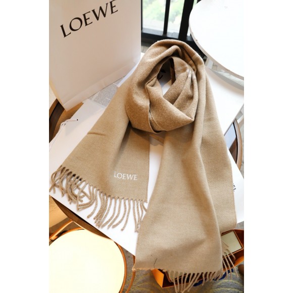 Loewe Anagram Scarf in Camel Wool and Cashmere