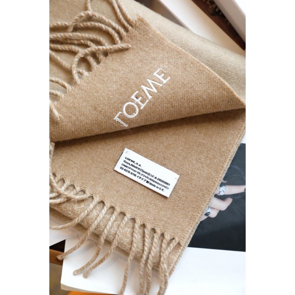 Loewe Anagram Scarf in Camel Wool and Cashmere