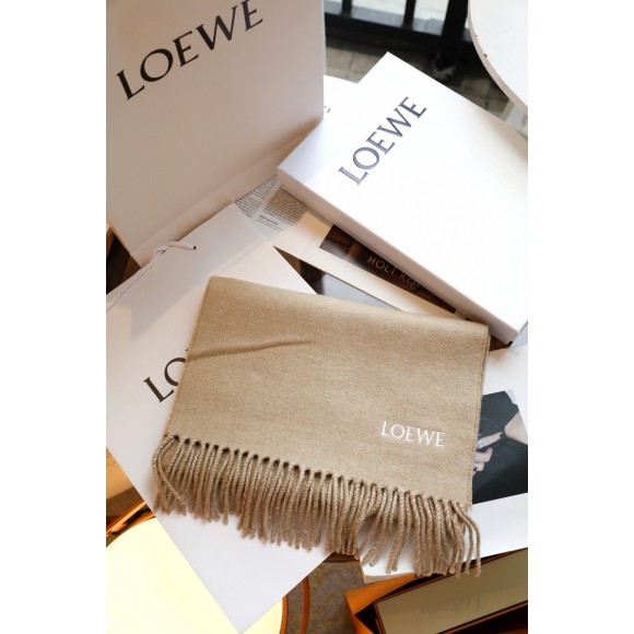 Loewe Anagram Scarf in Camel Wool and Cashmere