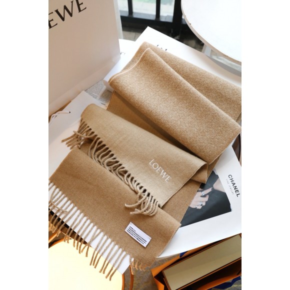 Loewe Anagram Scarf in Camel Wool and Cashmere