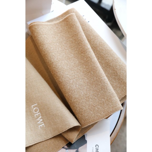 Loewe Anagram Scarf in Camel Wool and Cashmere