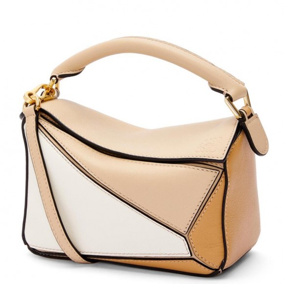 Loewe Puzzle Mini Bag In White/Warm Desert Calfskin Loewe Puzzle Mini Bag In White/Warm Desert Calfskin