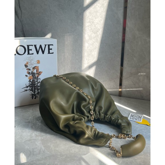 Loewe Medium Squeeze Bag in Olive Nappa Lambskin Loewe Medium Squeeze Bag in Olive Nappa Lambskin