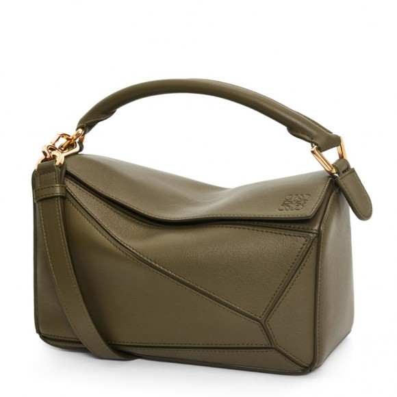 Loewe Puzzle Small Bag In Dark Green Classic Calfskin Loewe Puzzle Small Bag In Dark Green Classic Calfskin