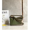 Loewe Puzzle Small Bag In Multicolour Green Calfskin