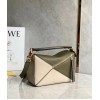 Loewe Puzzle Small Bag In Multicolour Green Calfskin