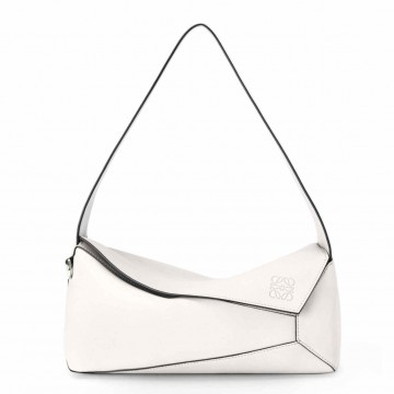 Loewe Puzzle Hobo Bag In White Nappa Calfskin Loewe Puzzle Hobo Bag In White Nappa Calfskin