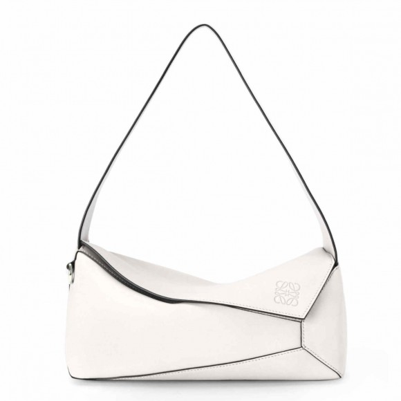 Loewe Puzzle Hobo Bag In White Nappa Calfskin Loewe Puzzle Hobo Bag In White Nappa Calfskin