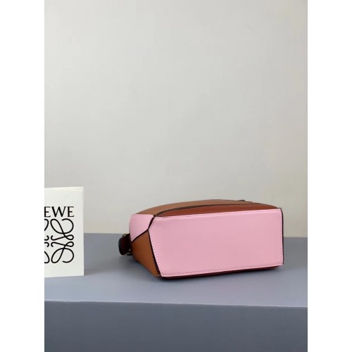 Loewe Puzzle Mini Bag In Brown/Camel/Pink Calfskin